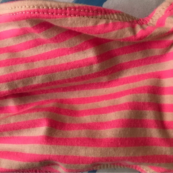 3/ $15 Check and stripe neon pink and beige stripe smock tube top - Picture 5 of 10